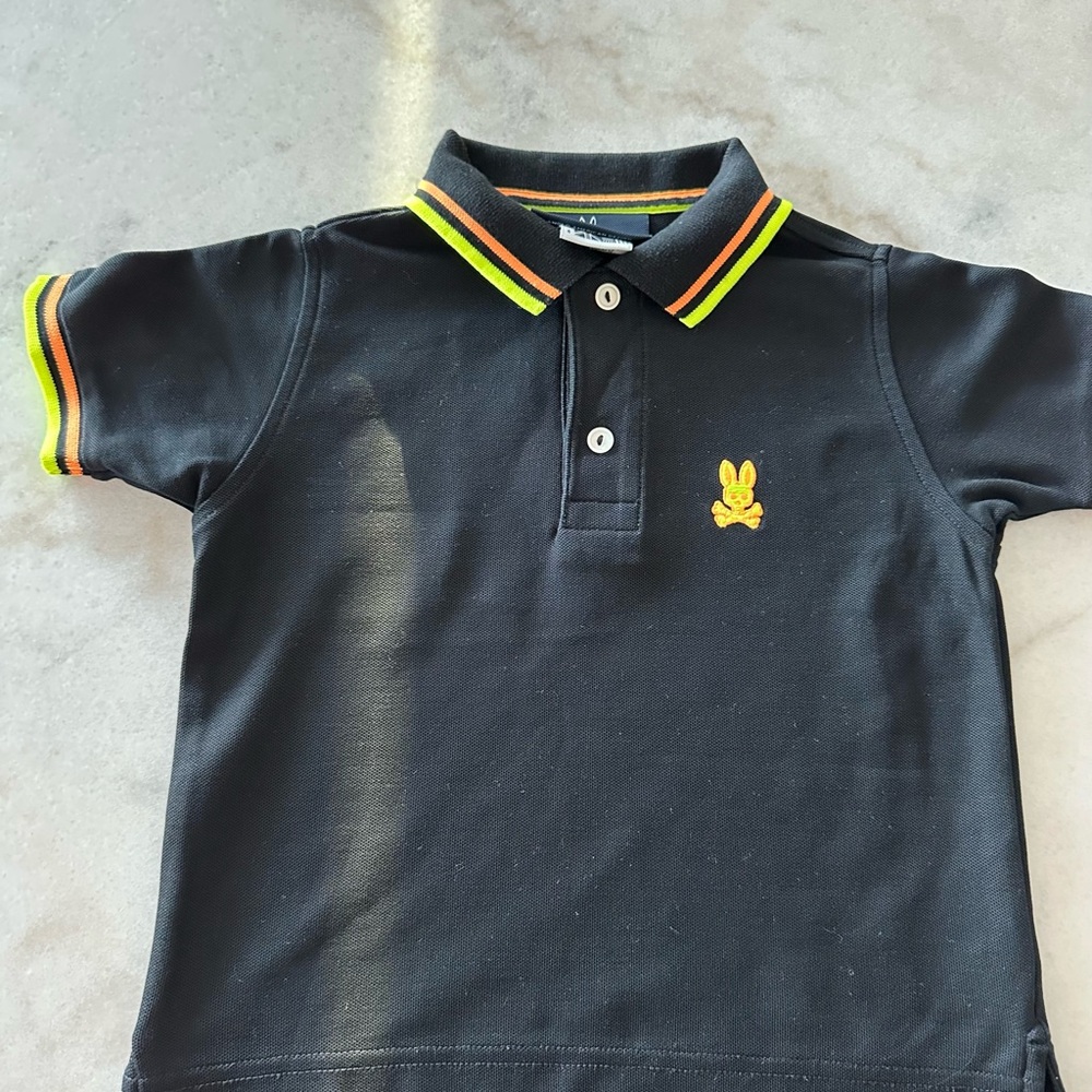 Psycho Bunny Black Polo with Vibrant Trim
